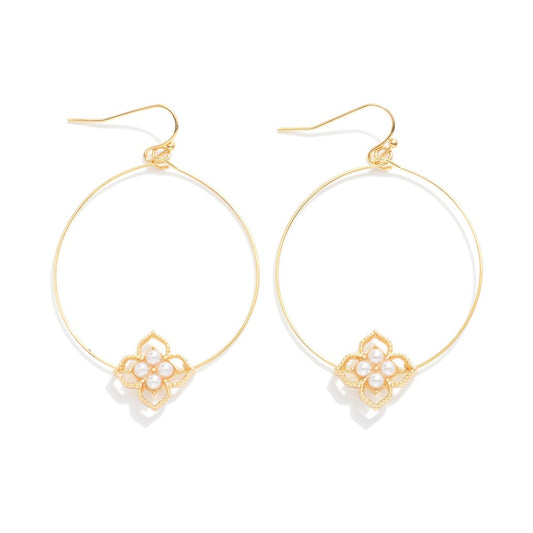 Tania Floral Pearl Hoop Earrings