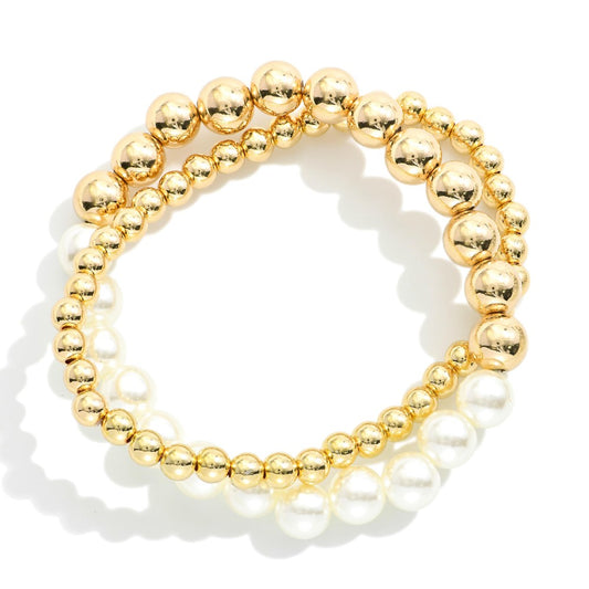 Julie Beaded Pearl and Gold Bracelet Bundle