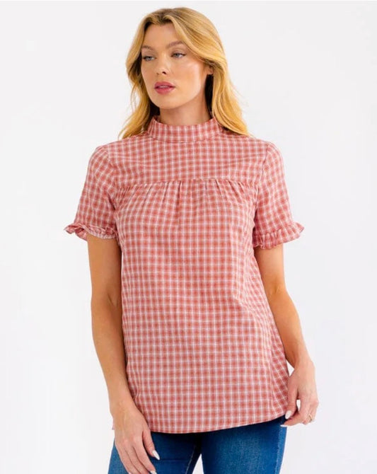 Tanya Gingham Ruffle Top