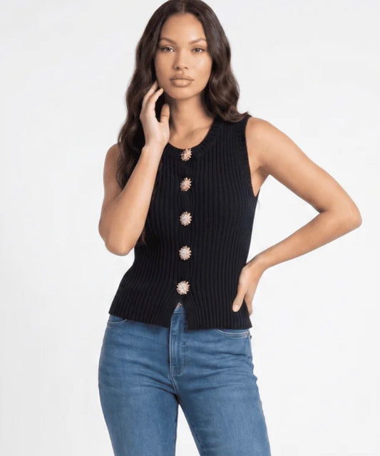 Neveah Ribbed Button Up Top