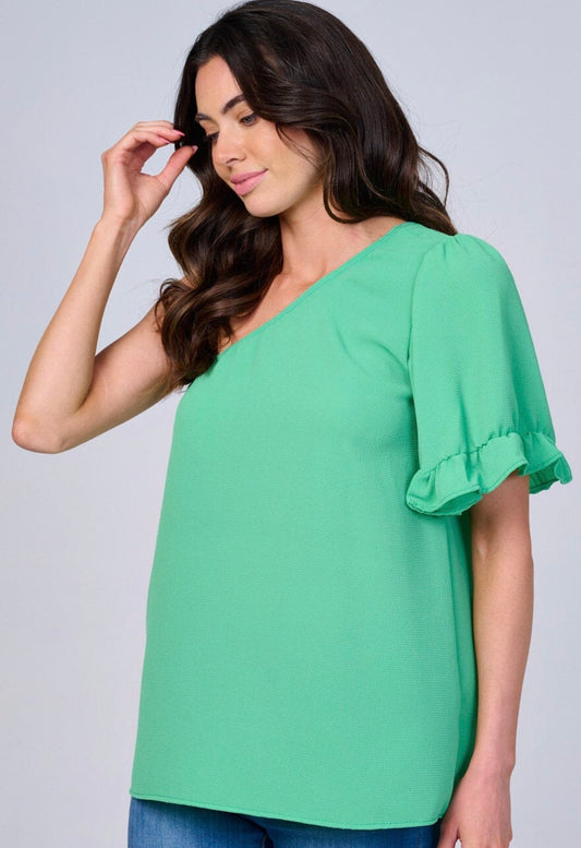 Raven One Shoulder Ruffle Top