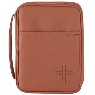 Brown Vinyl Bible Cover, Cross, Brown, Large