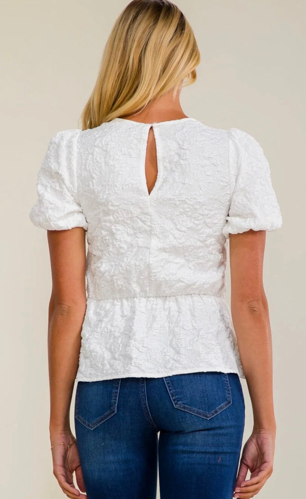 Reyna Puff Sleeve Peplum Top