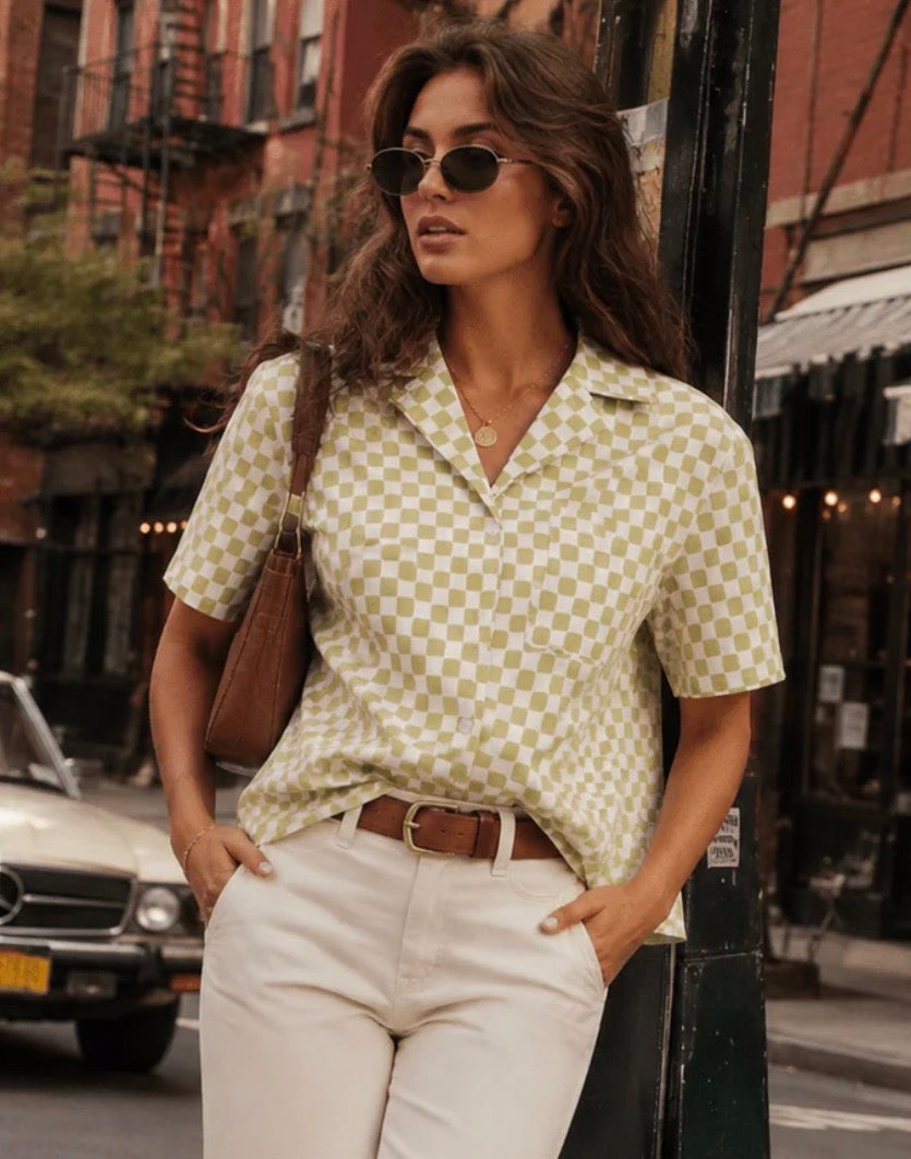 Gwen Checker Linen Top