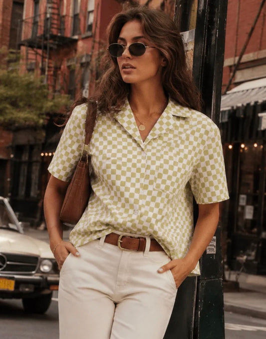 Gwen Checker Linen Top