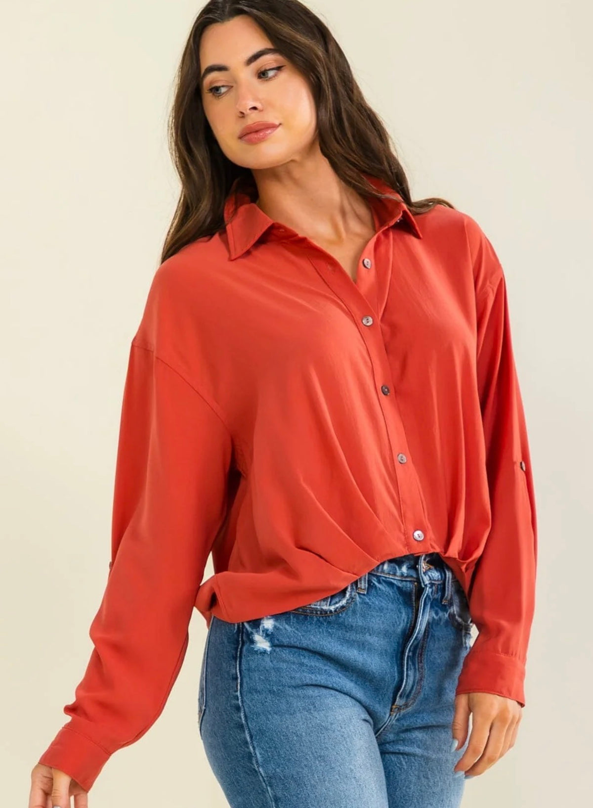 Taylor Button Up Cropped Blouse