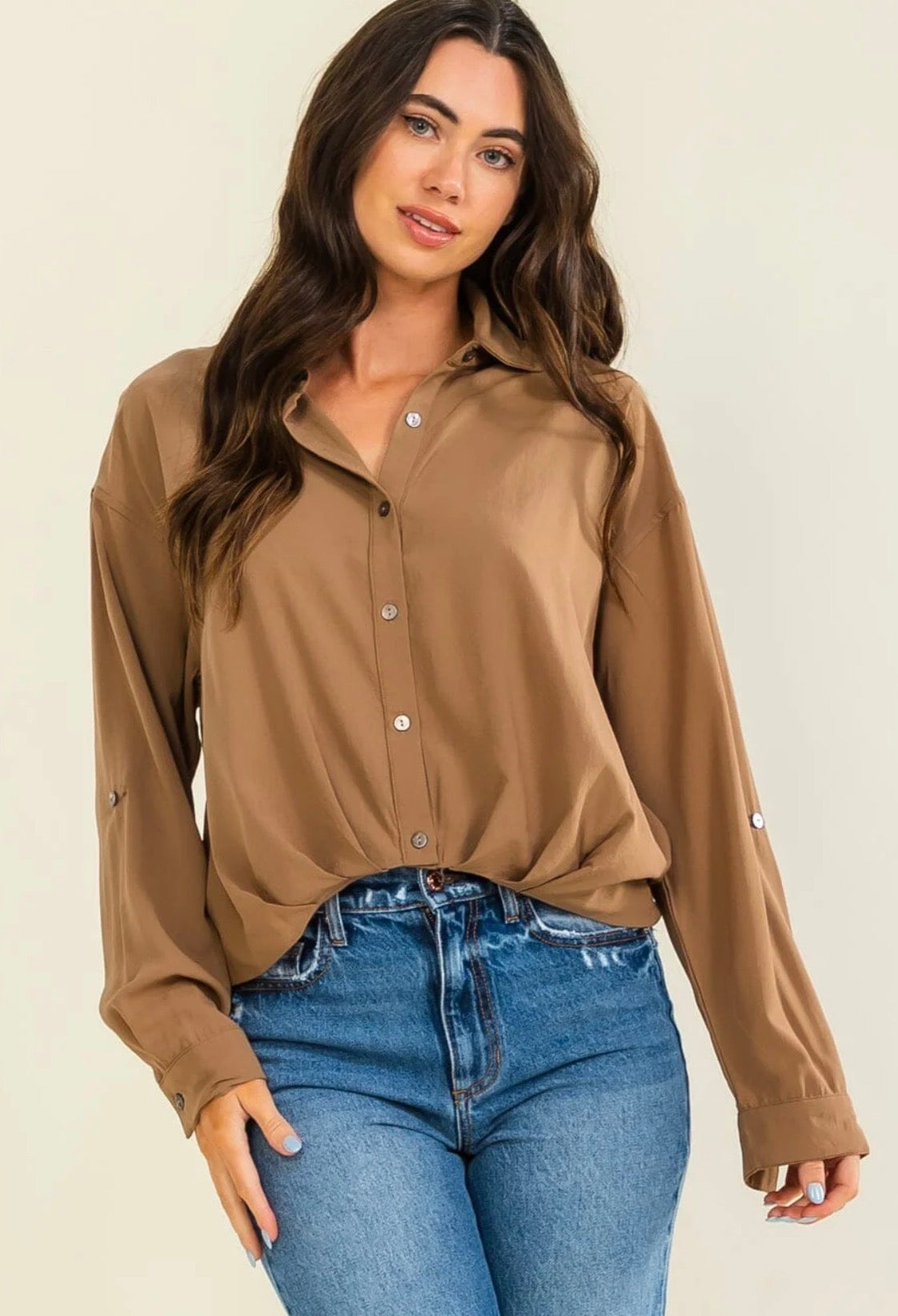 Taylor Button Up Cropped Blouse