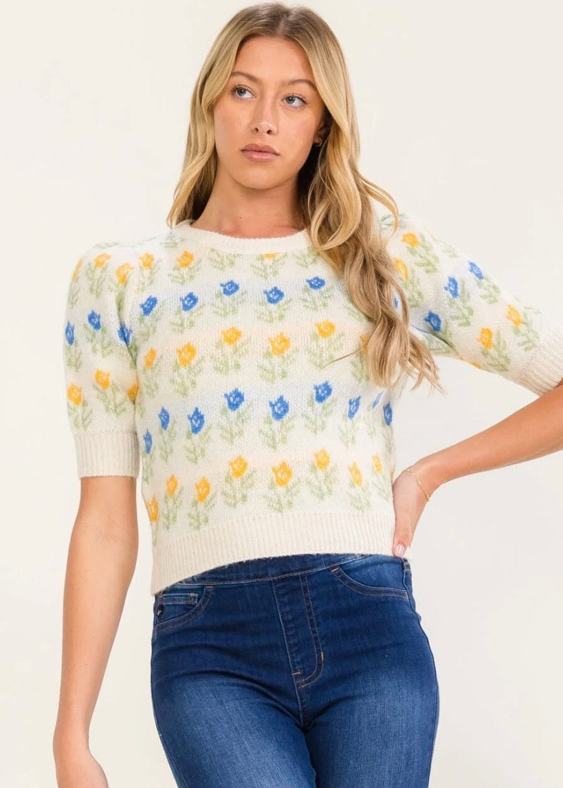 Tanya Floral Sweater Top