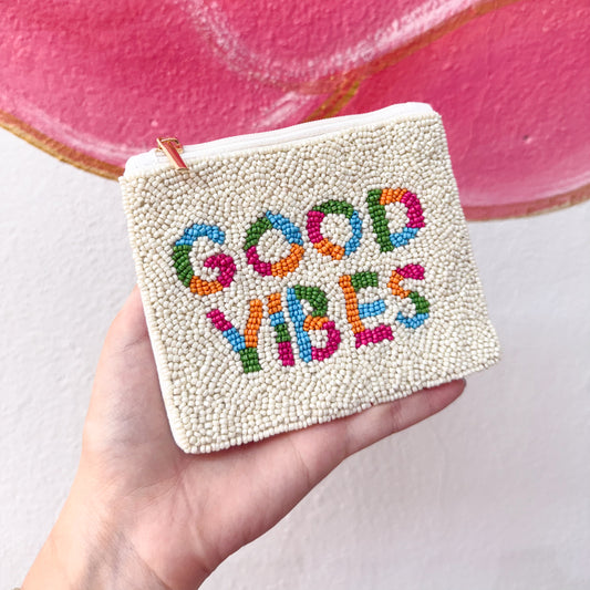 Good Vibes Beaded Coin Purse