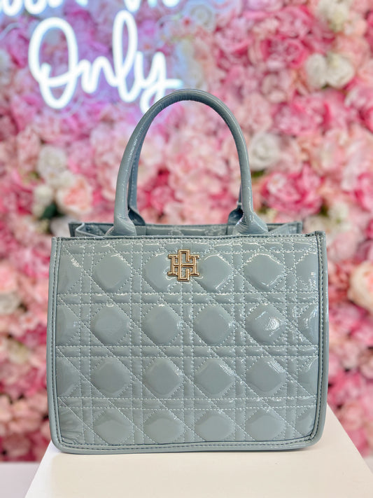 Caroline Hill Ricky Mini Tote Dusty Blue Patent