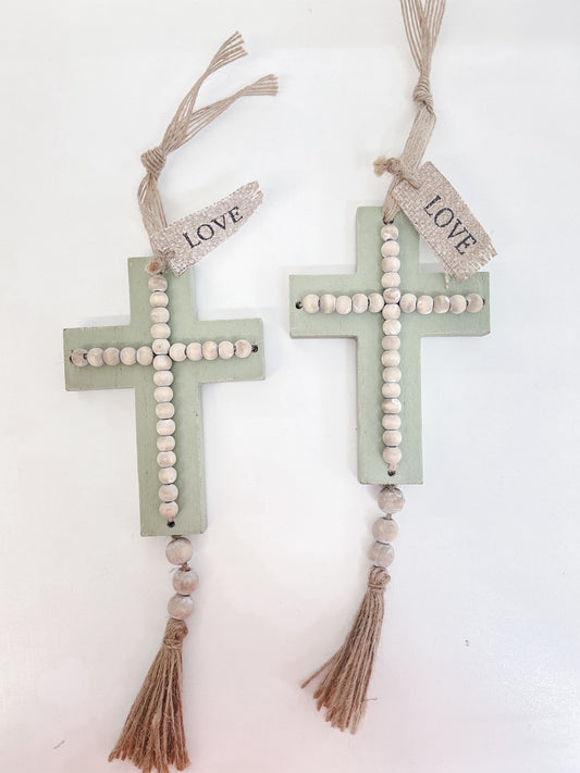 Small Cross - Mint Green/Beaded Cross