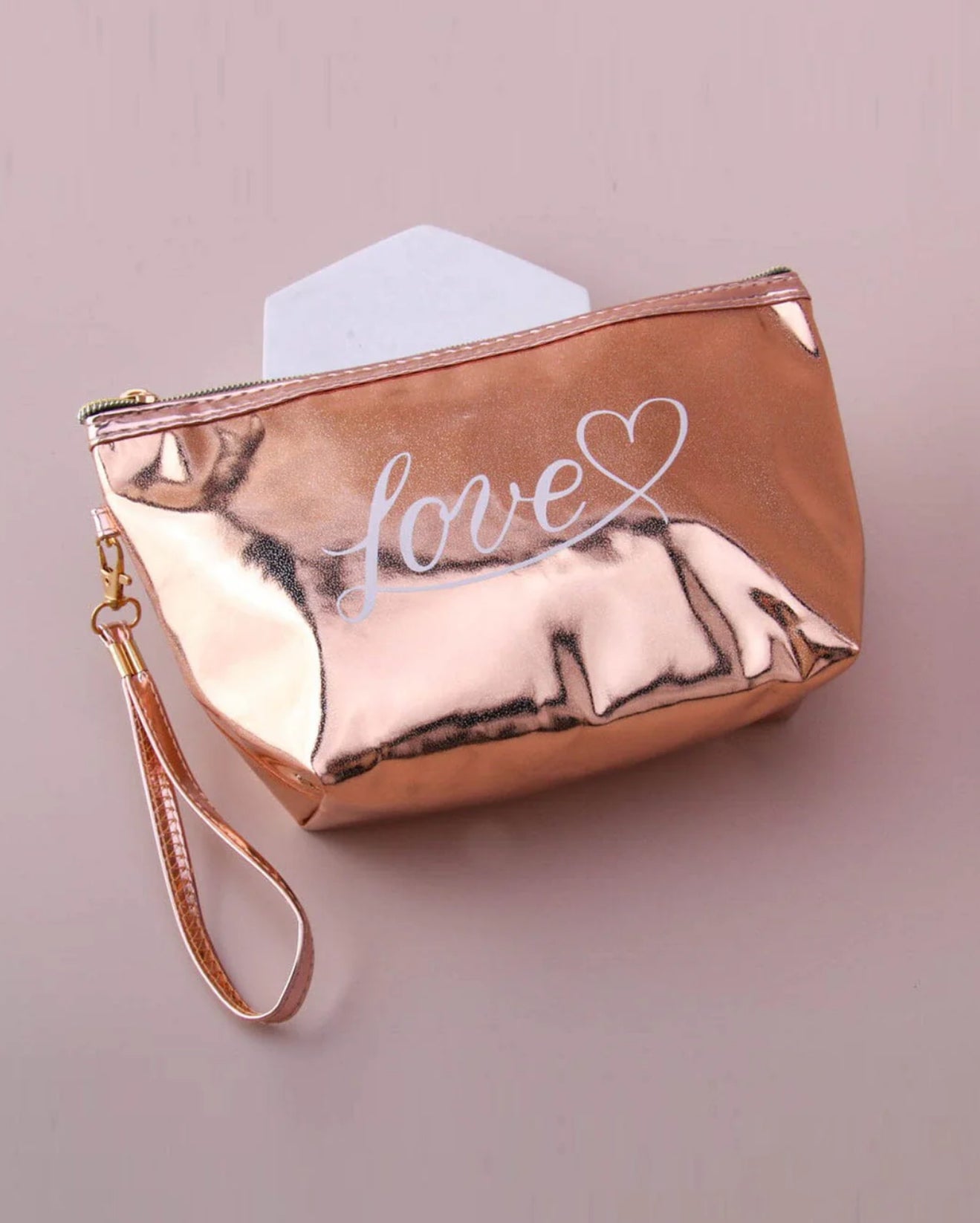 Love Rose Gold Cosmetic Bag