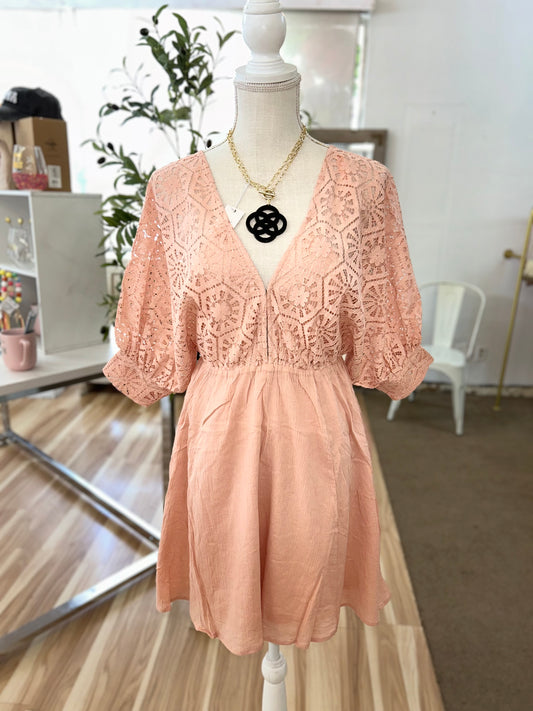Peach Flare Mini Dress