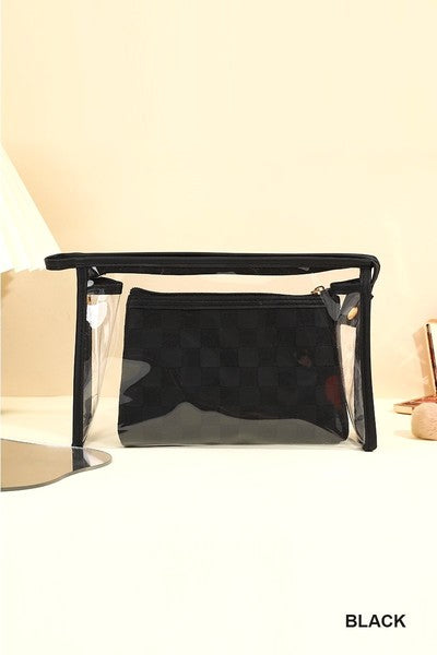 Duo Checkered/Clear Cosmetic Bags