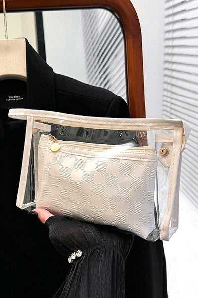 Duo Checkered/Clear Cosmetic Bags