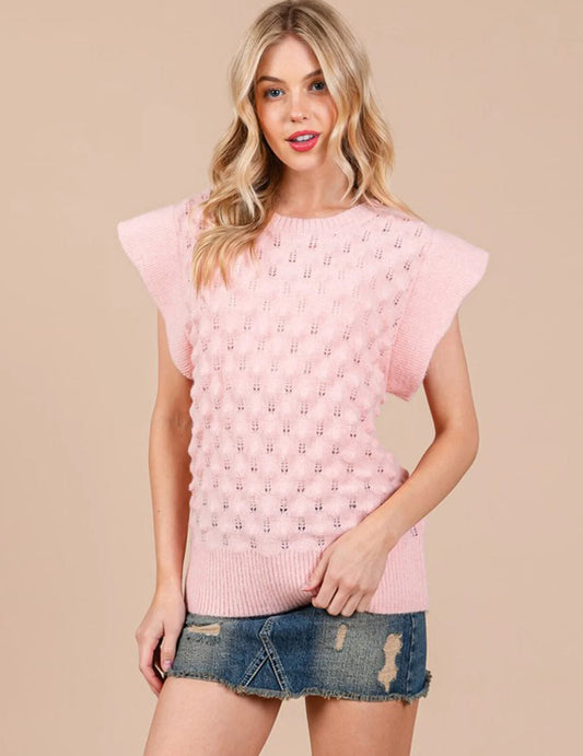 Pink Waffle Knit Top