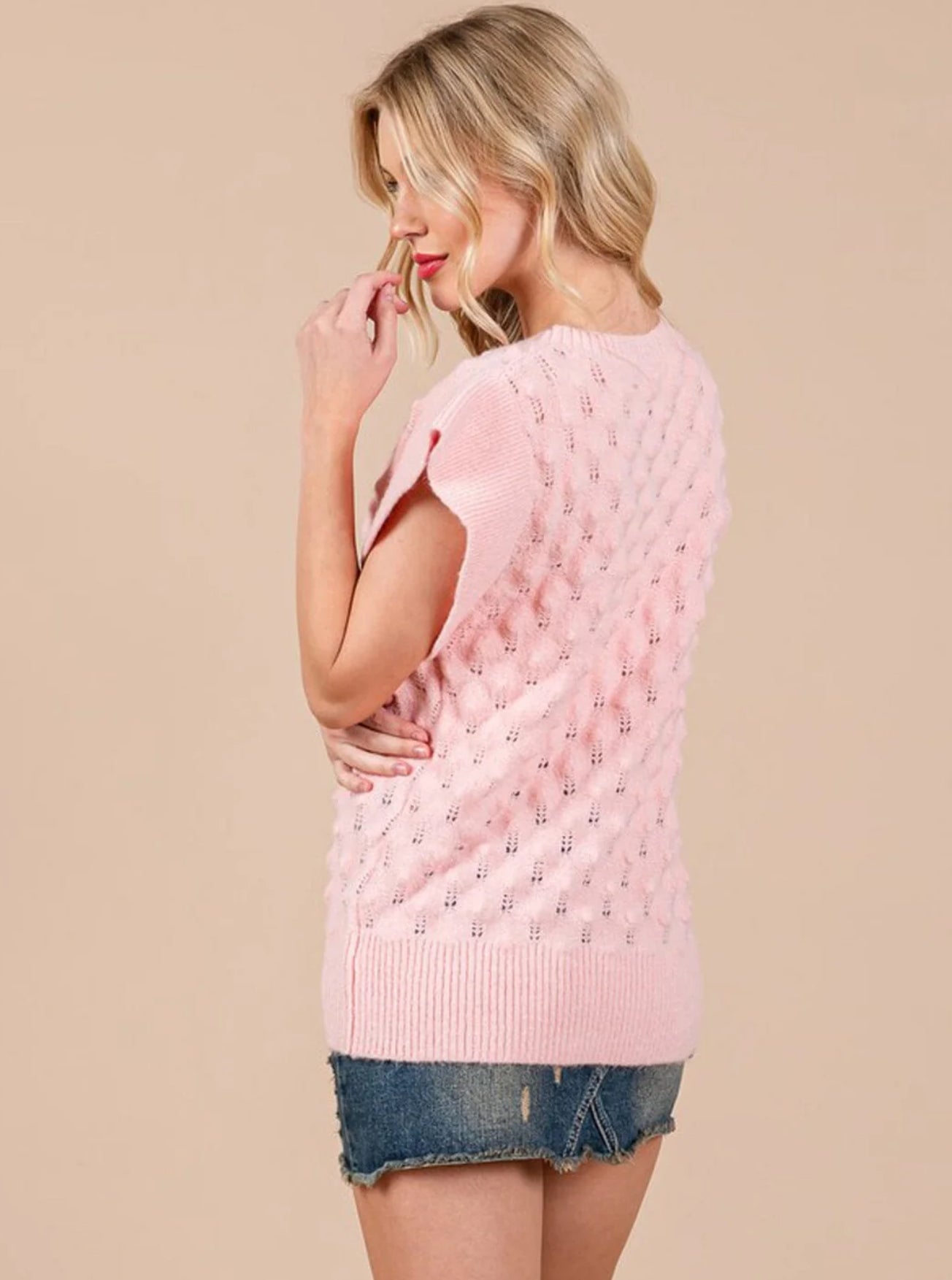 Pink Waffle Knit Top