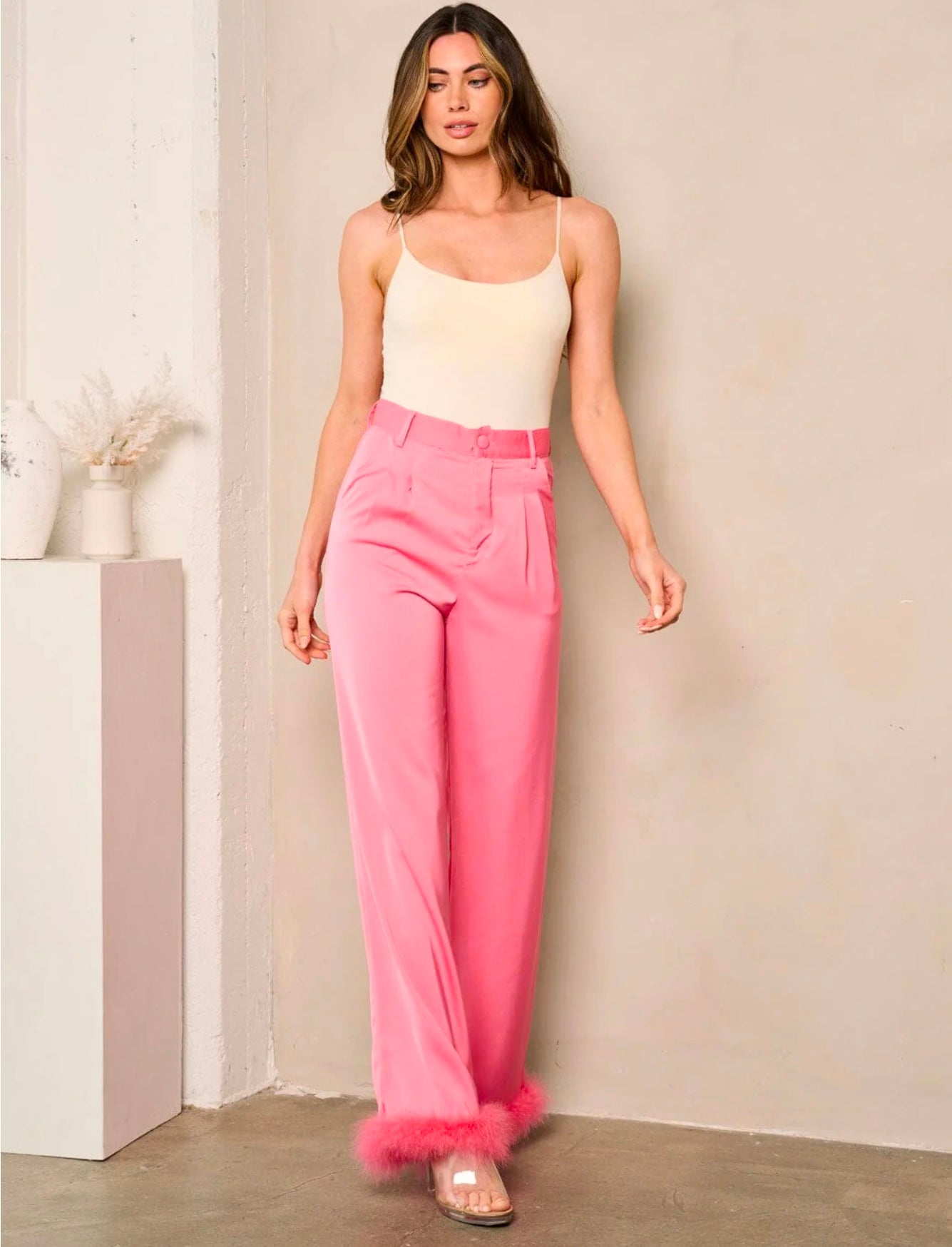 Pink Feather Pants