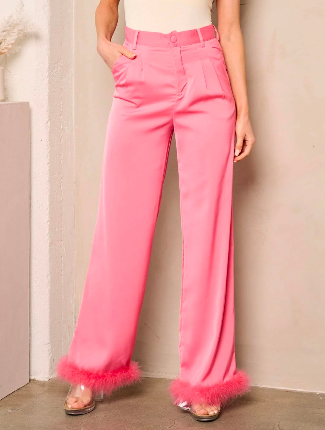 Pink Feather Pants