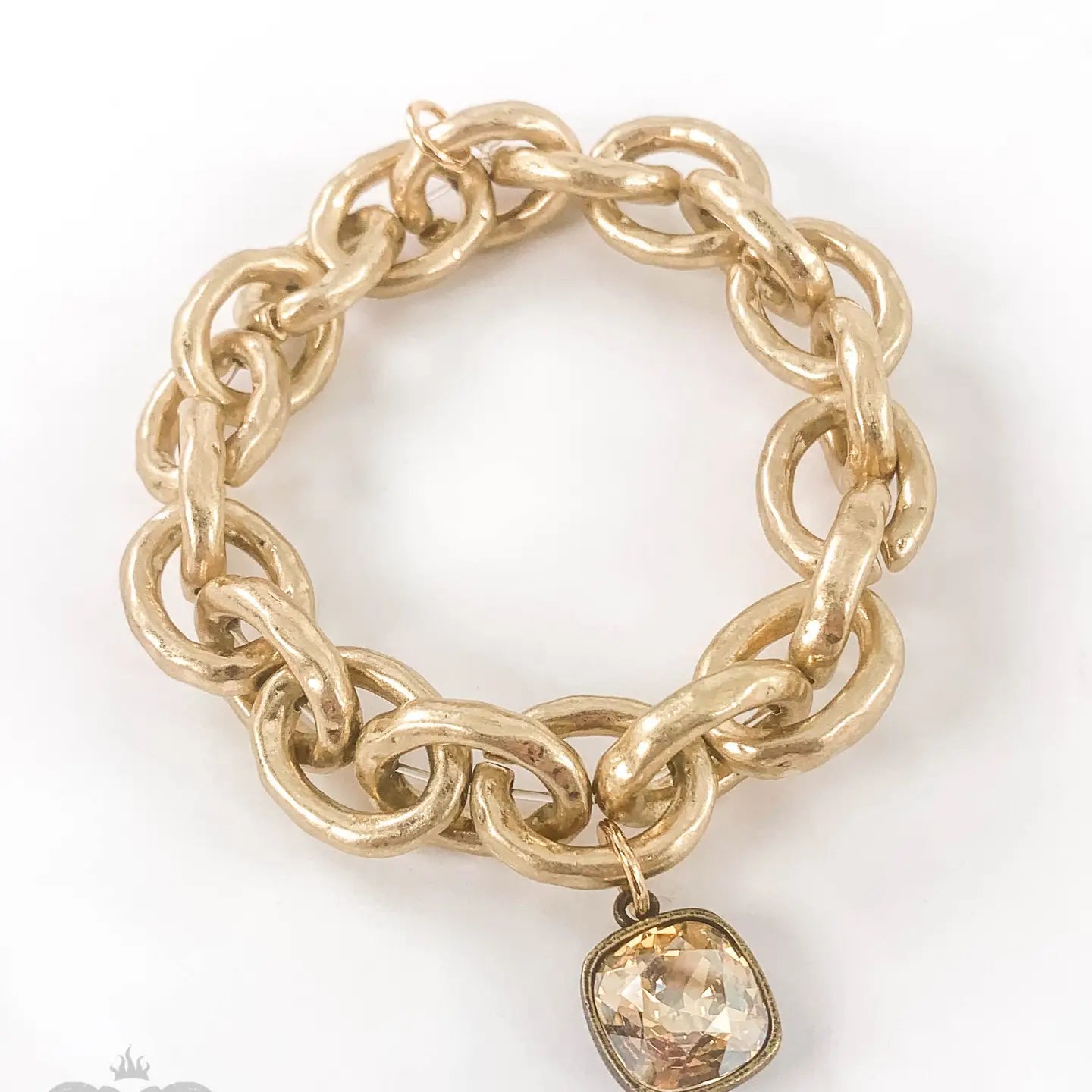 Pink Panache Gold Link Chain Rhinestone Bracelet