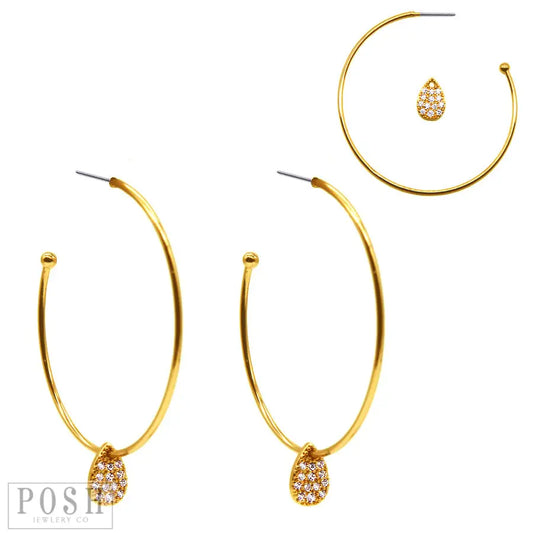 POSH Teardrop Charm Hoop Earrings