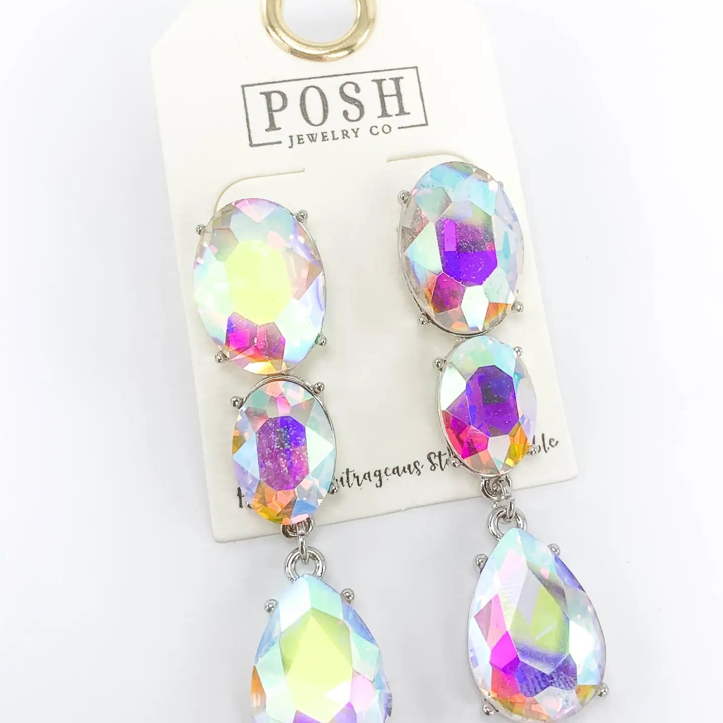 POSH Rhinestone Oval & Teardrop Earrings