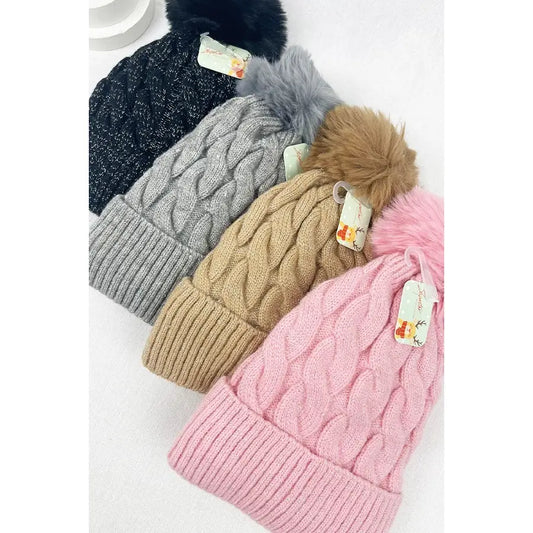 Glitter Pom Pom Beanie