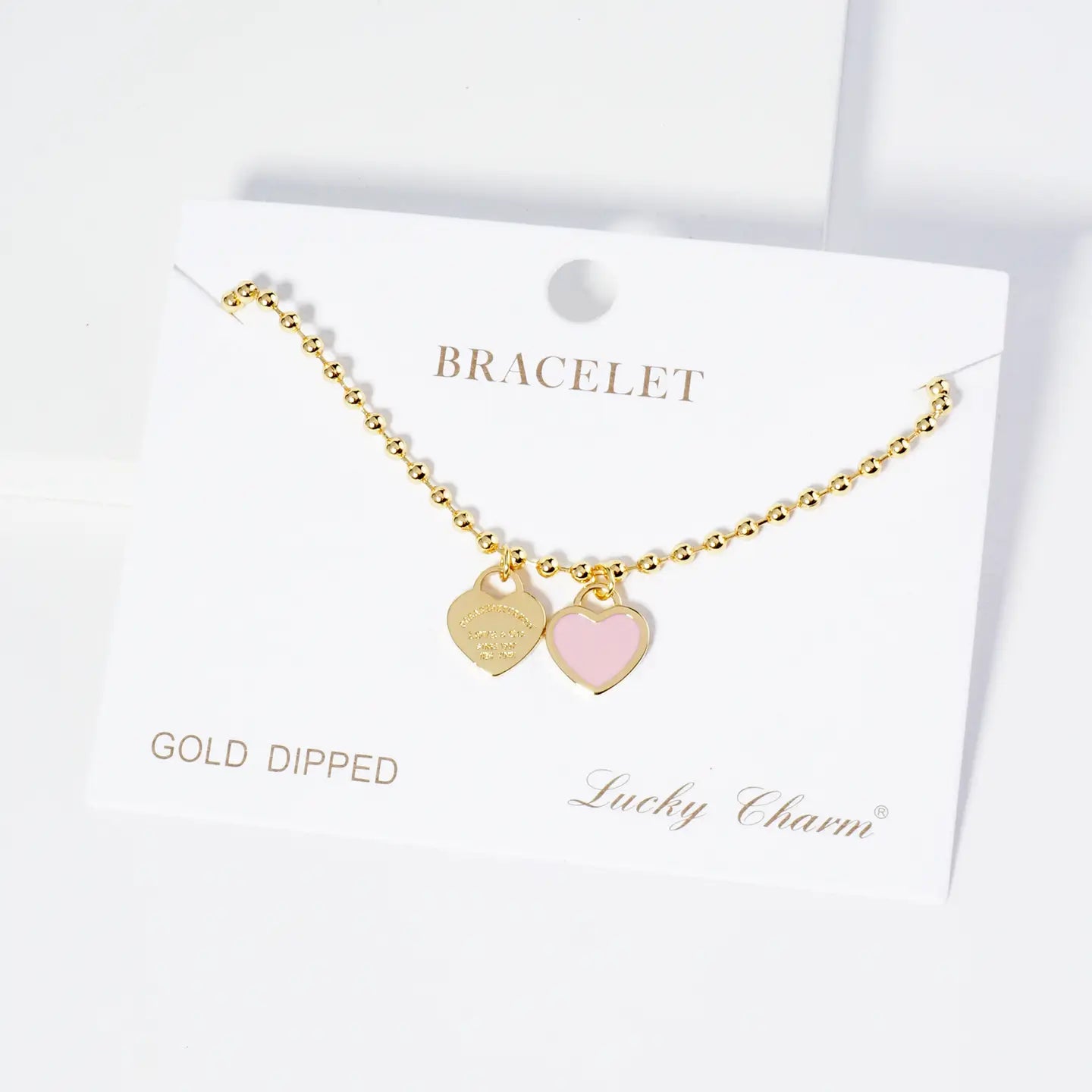 Gold Plated Heart Charm Ball Chain Bracelet