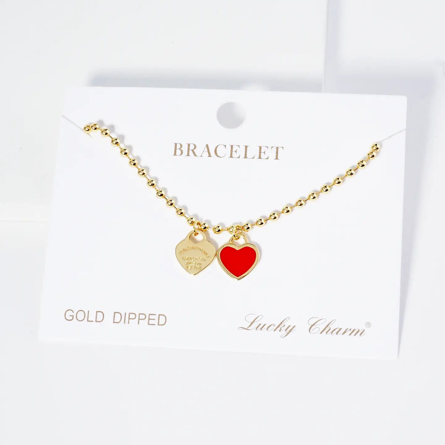 Gold Plated Heart Charm Ball Chain Bracelet