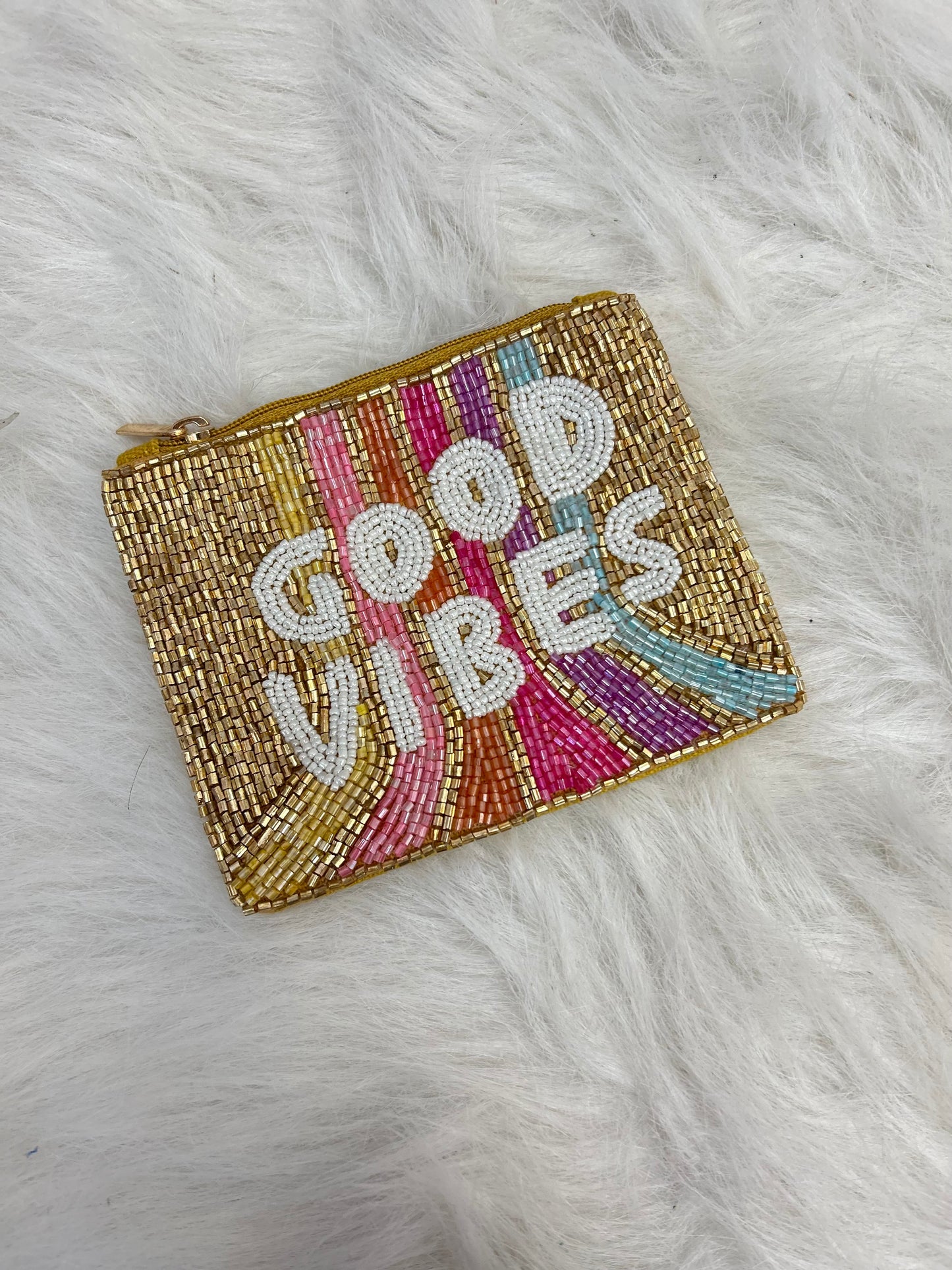 Good Vibes Beaded Coin Purse