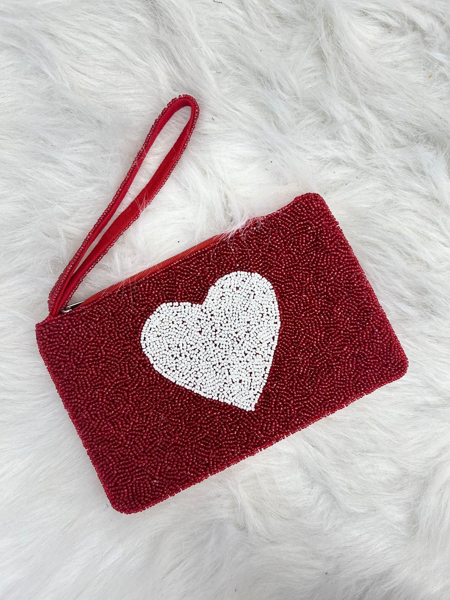 Heart Beaded Wristlet