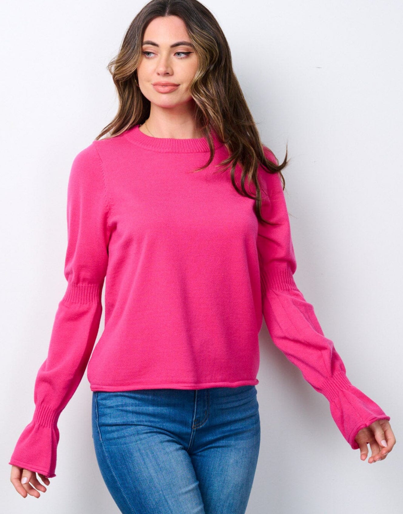 Pink Long Sleeve Detailed Sweater