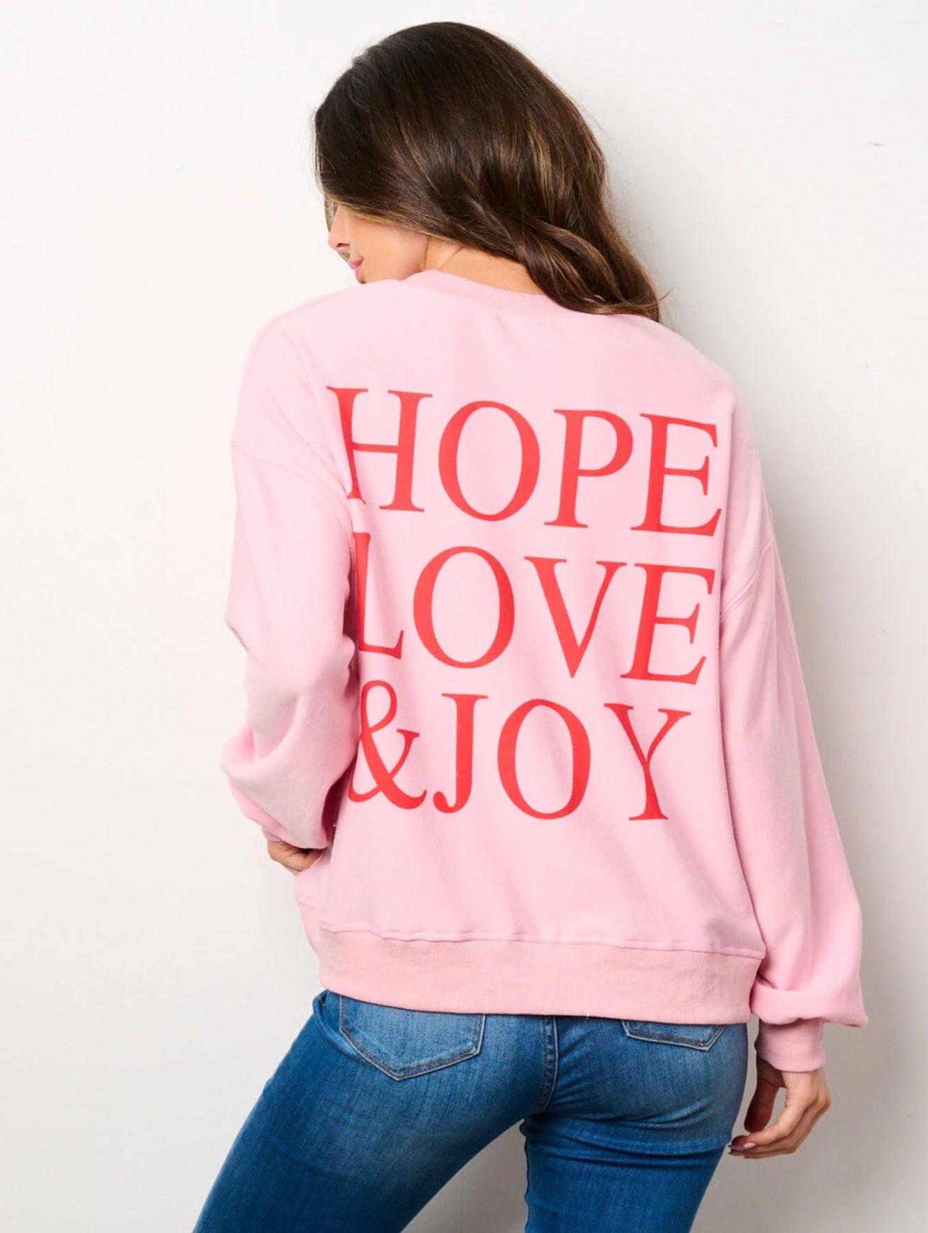 Pink Hope Love & Joy Graphic Sweater