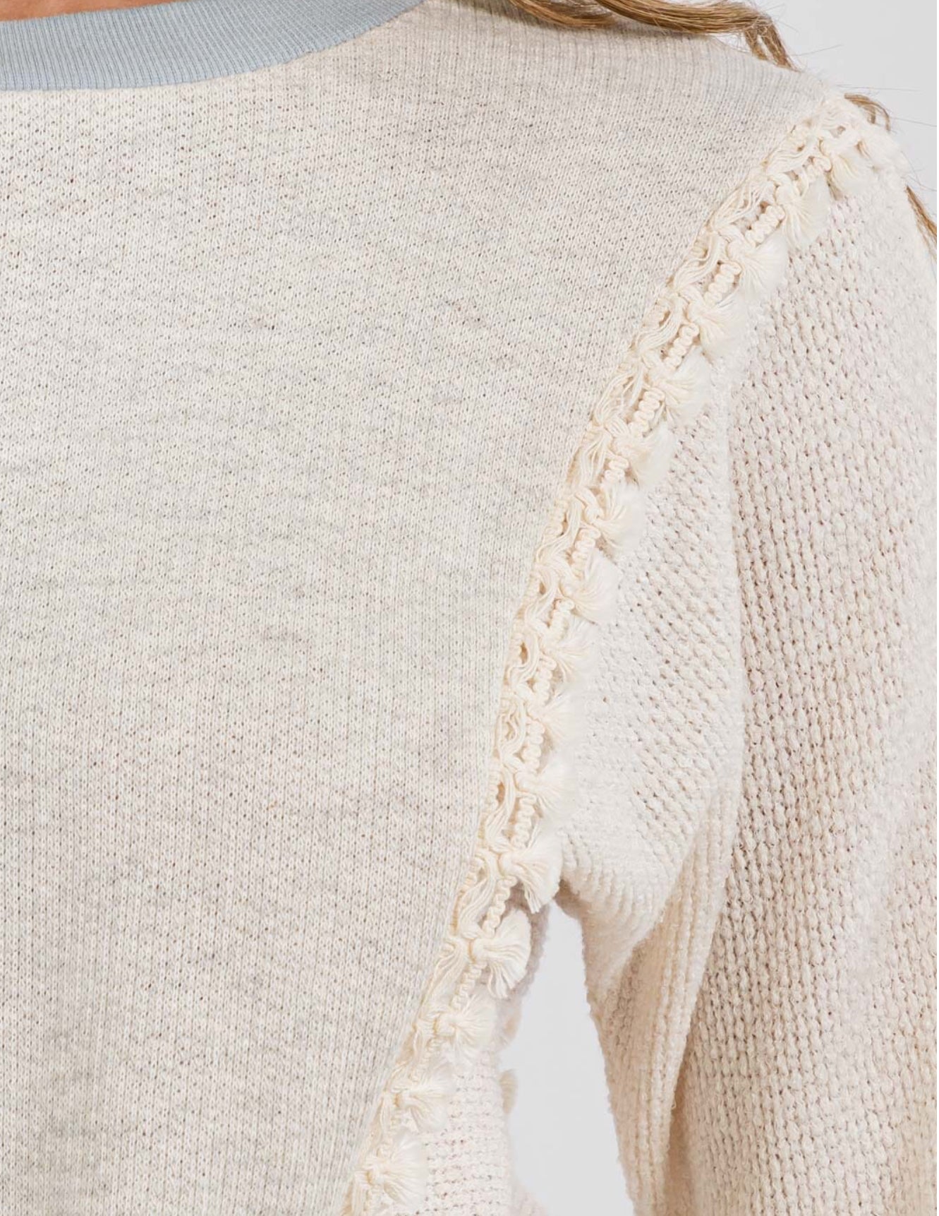 Oatmeal Detailed Trim Sweater