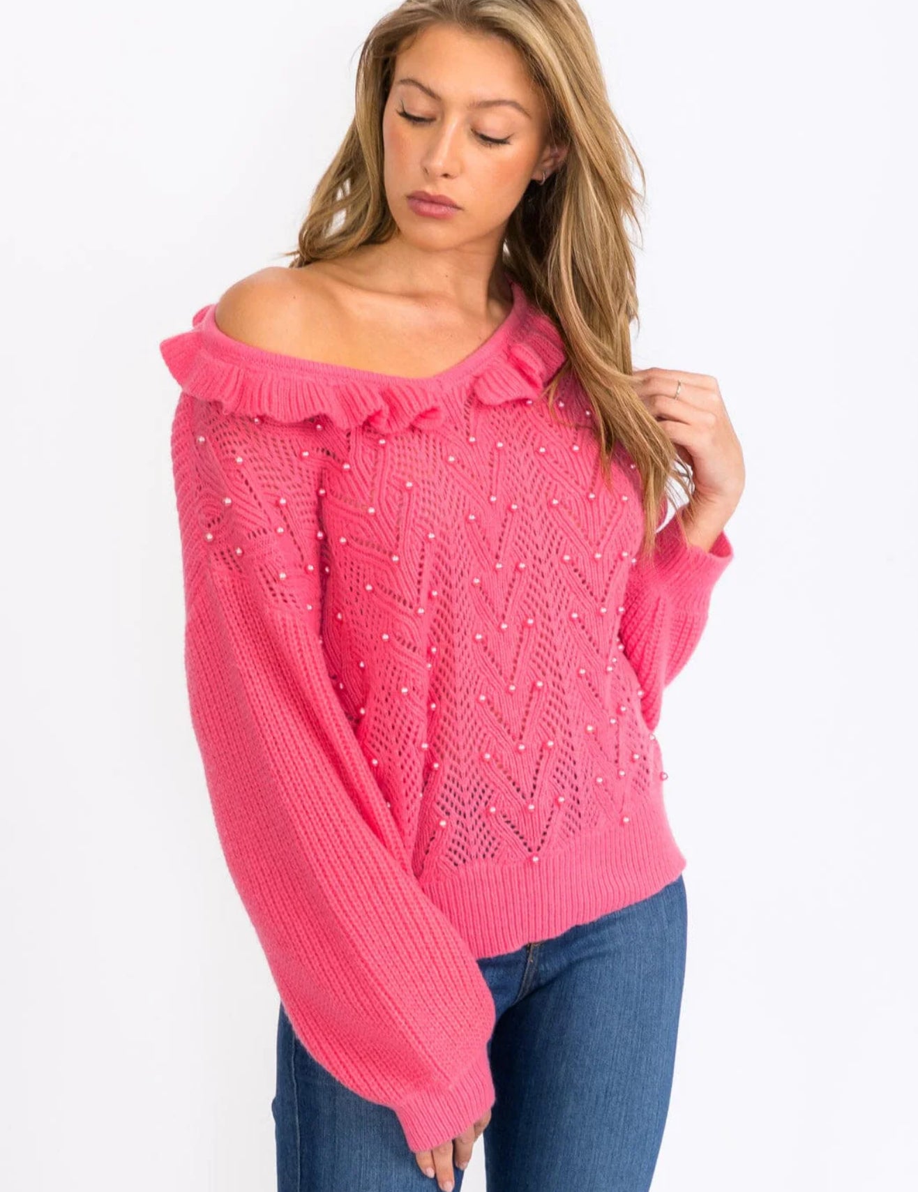 Pink Pearl Knit Sweater