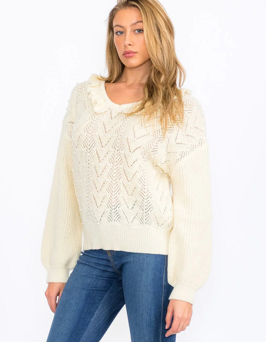 Cream Pearl Knit Sweater