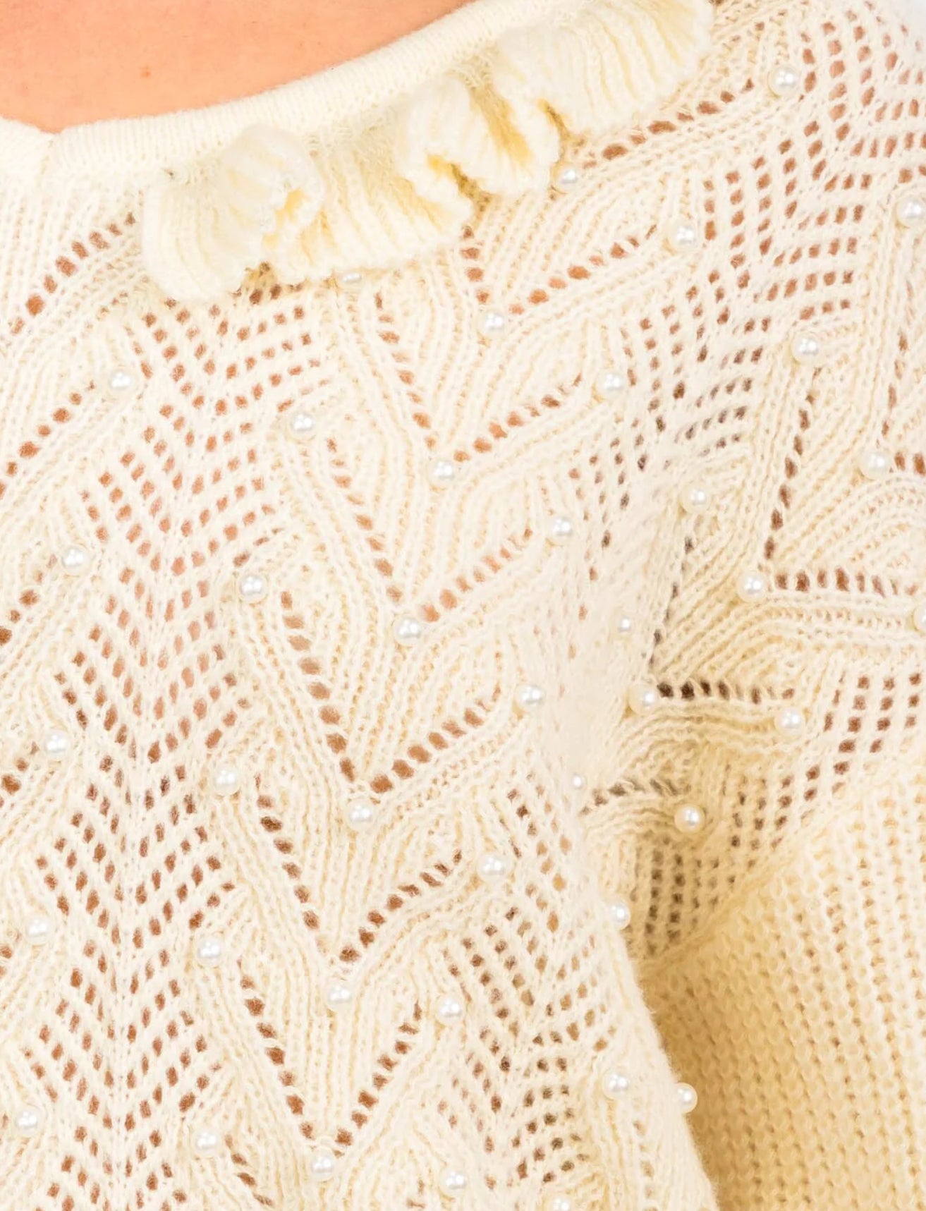 Cream Pearl Knit Sweater