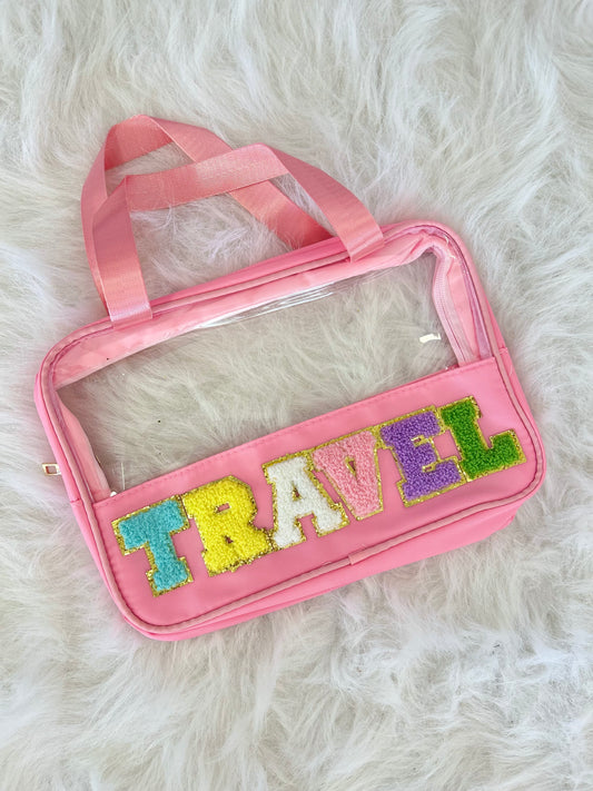 Travel Pink Clear Bag