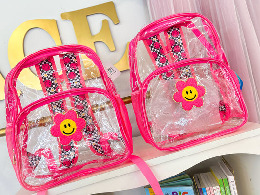 Clear Neon Pink Backpack