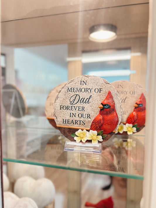 "Dad" Cardinal Memorial Mini Garden Stone