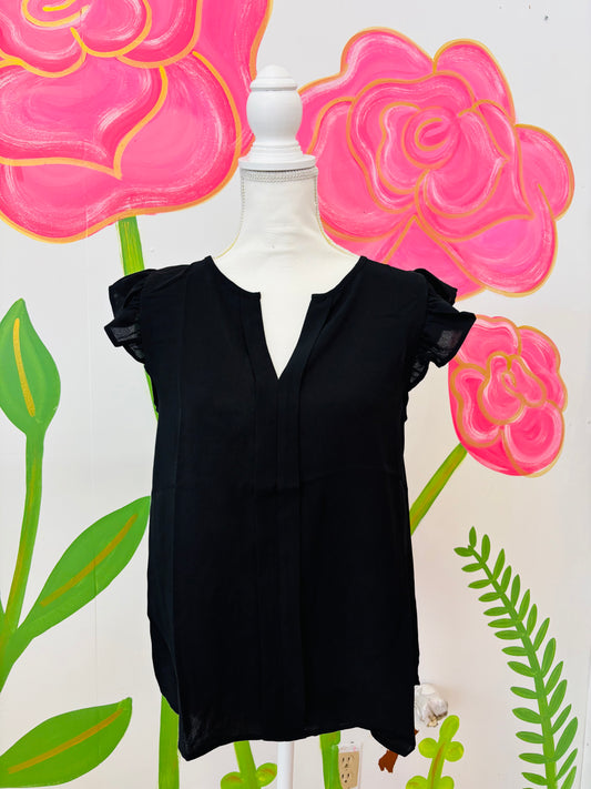 Haven V Neck Ruffle Sleeve Blouse
