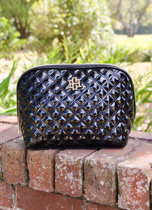 Caroline Hill Capri Large Pouch Black Patent