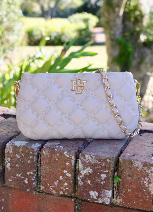 Caroline Hill Livi Crossbody Nude Quilted