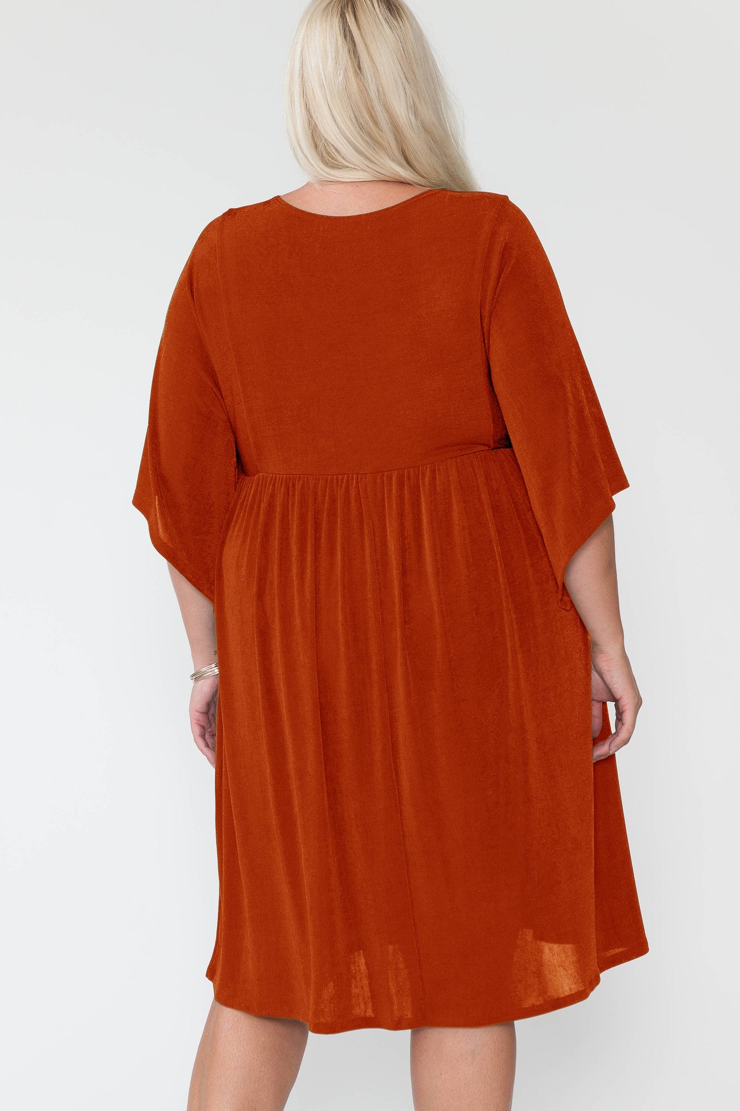 Plus V-Neck Dolman Sleeve Dress