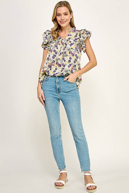 Bella Floral V-Neck Blouse