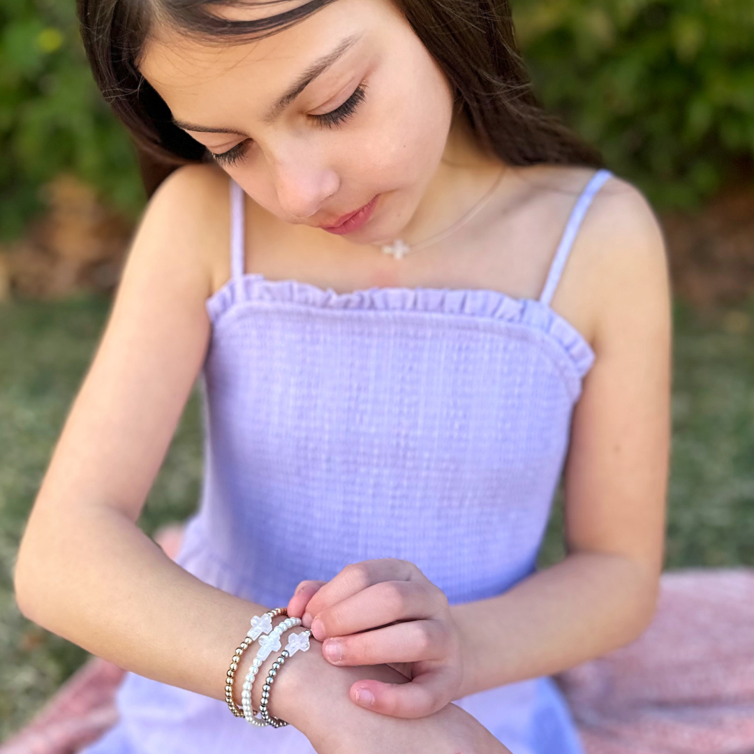 Petite Holy Water Cross Bracelet