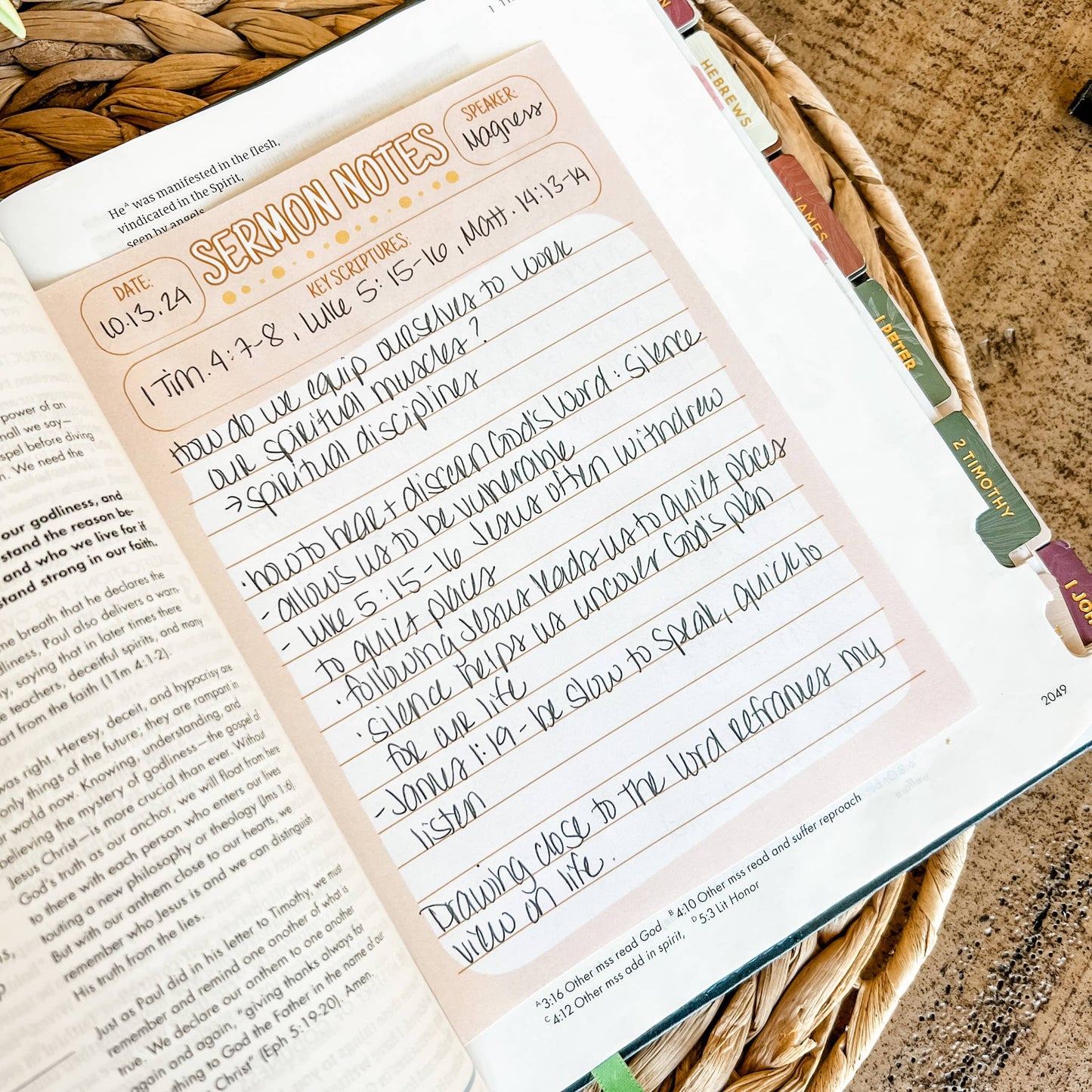 Beige - Sermon Notes Notepad
