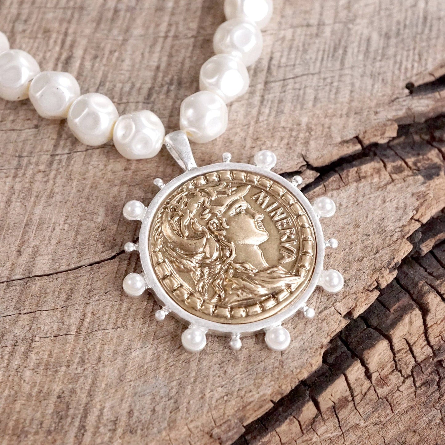 Tinzi Coin and Pearl Necklace