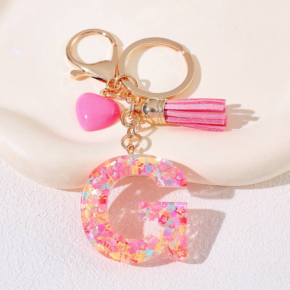 Letter Tassel Keychain (Pink)