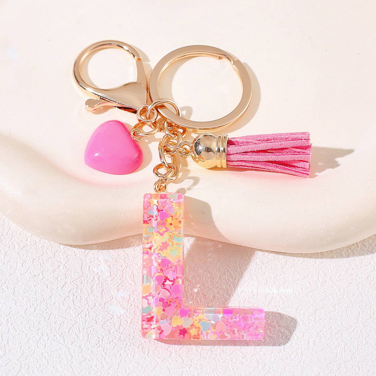 Letter Tassel Keychain (Pink)